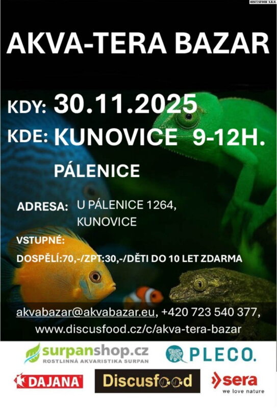 Vstupenka na Slovácký Akva-tera bazar Kunovice 30.11.2025