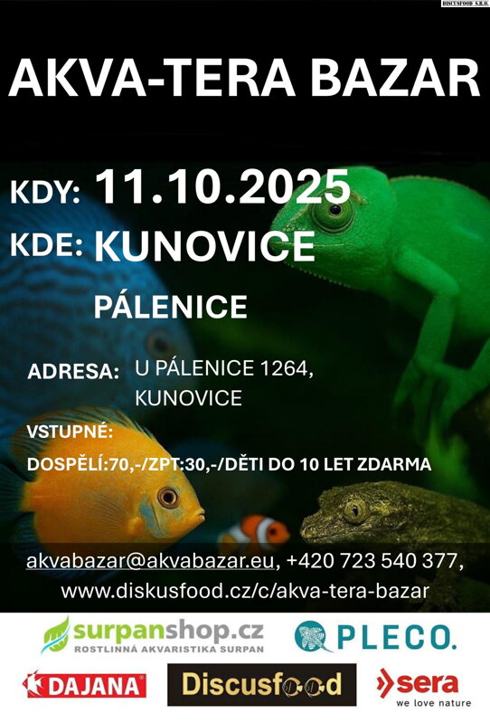 Vstupenka na Slovácký Akva-tera bazar Kunovice 11.10.2025 Vstupenka na Slovácký Akva-tera bazar Kunovice 11.10.2025
